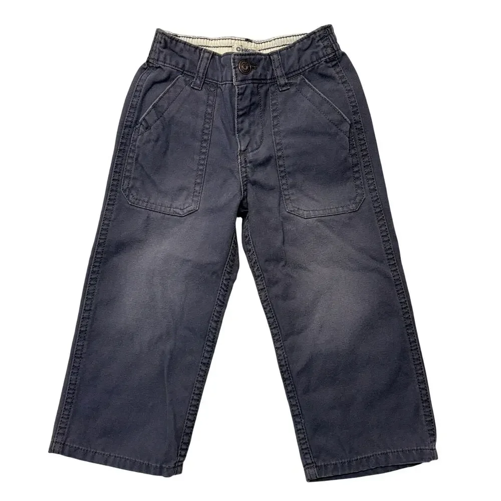 OshKosh B'gosh Utility Pants Toddler 3T Charcoal Gray Canvas Baggy Fit Straight